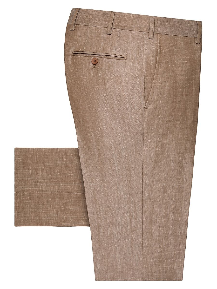 Men's Linen & Wool Slim-Fit Trousers - Beige - Size 40
