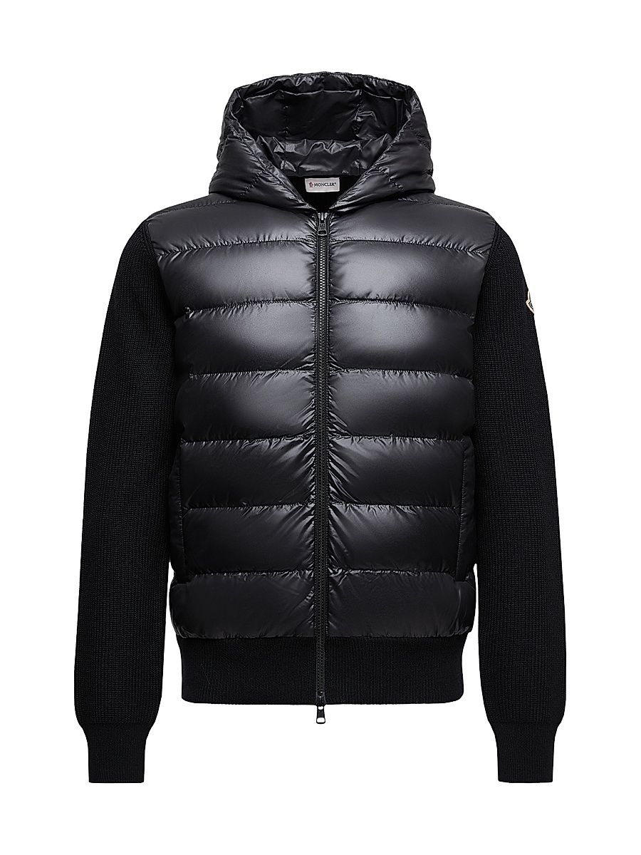 Men's Down-Filled Hoodie in Wool - Black - Size XXXL