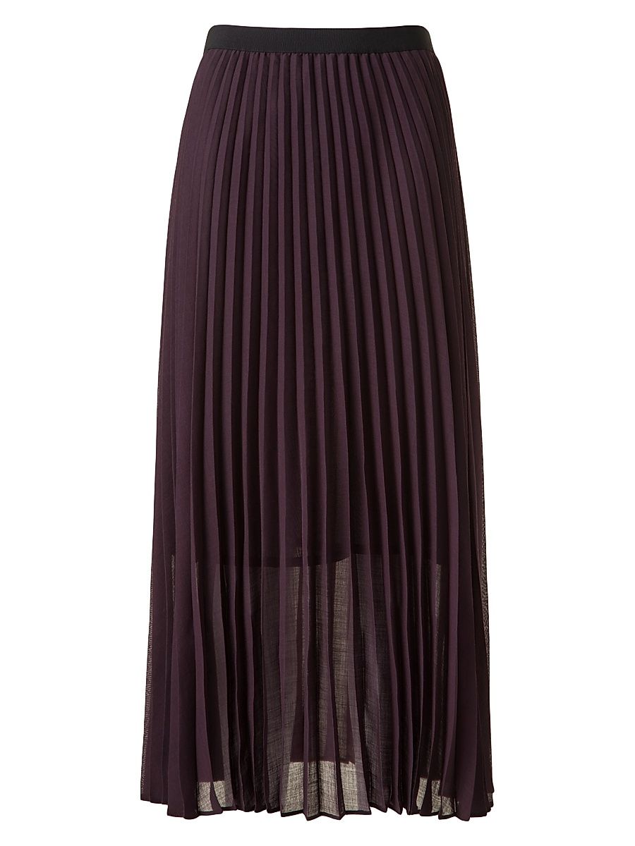 Women's Pleated A-Line Midi-Skirt - Blackberry - Size 16