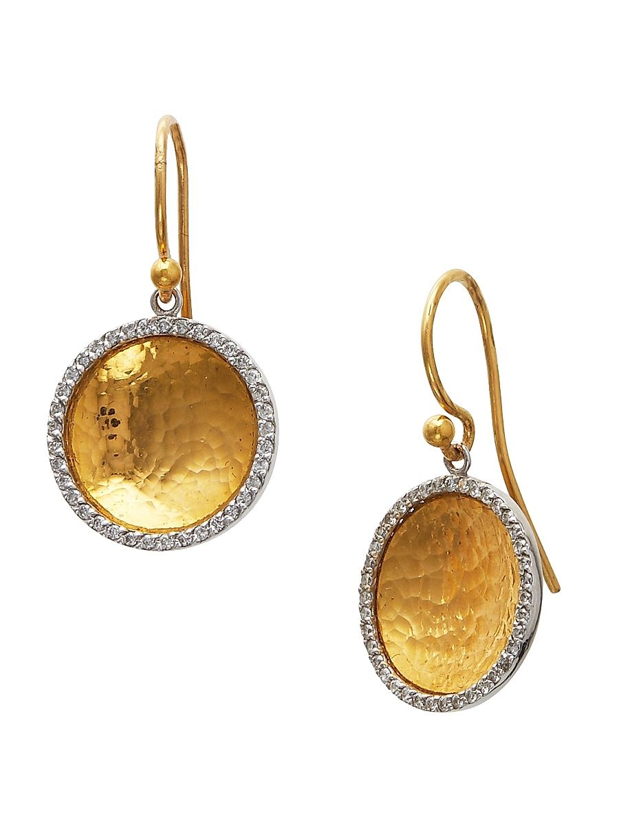 Women's Hourglass Diamond & 24K Yellow Gold Small Drop Earrings