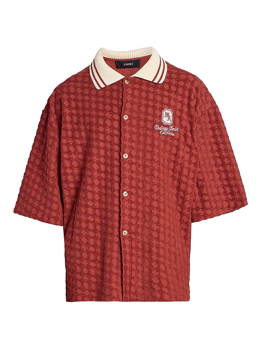 Men's MA Chateau Oversized Button-Front Shirt - Terracotta - Size Small