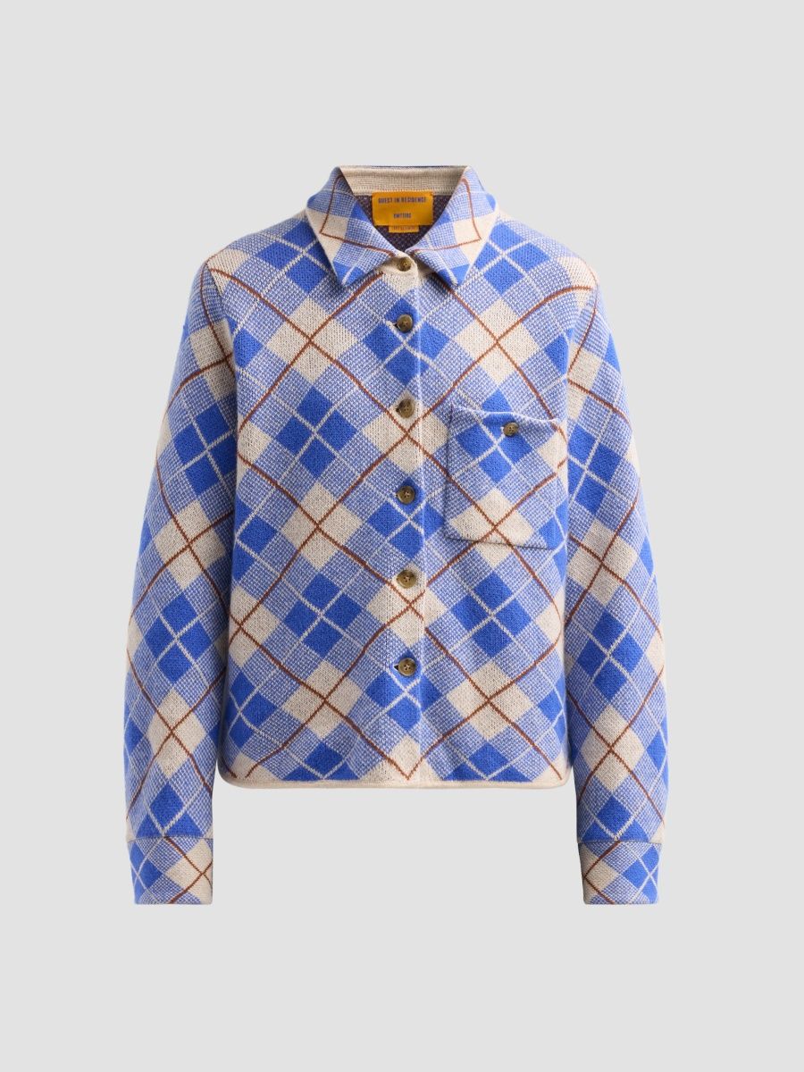 Guest in Residence Women's Dylan Plaid Cashmere-Knit Shirt - Reservoir Combo - Size Medium