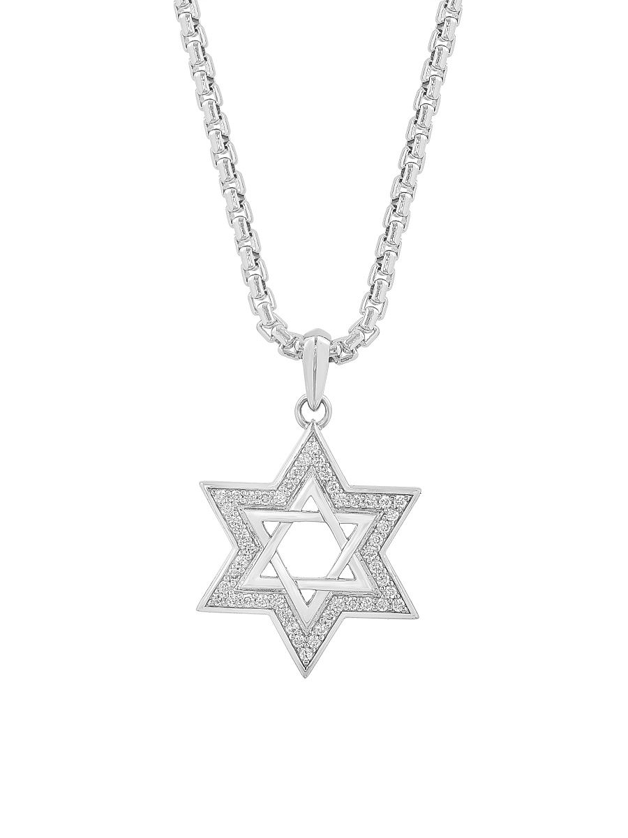 Men's Sterling Silver & 0.47 TCW Diamond Star Of David Pendant Necklace - Sterling Silver