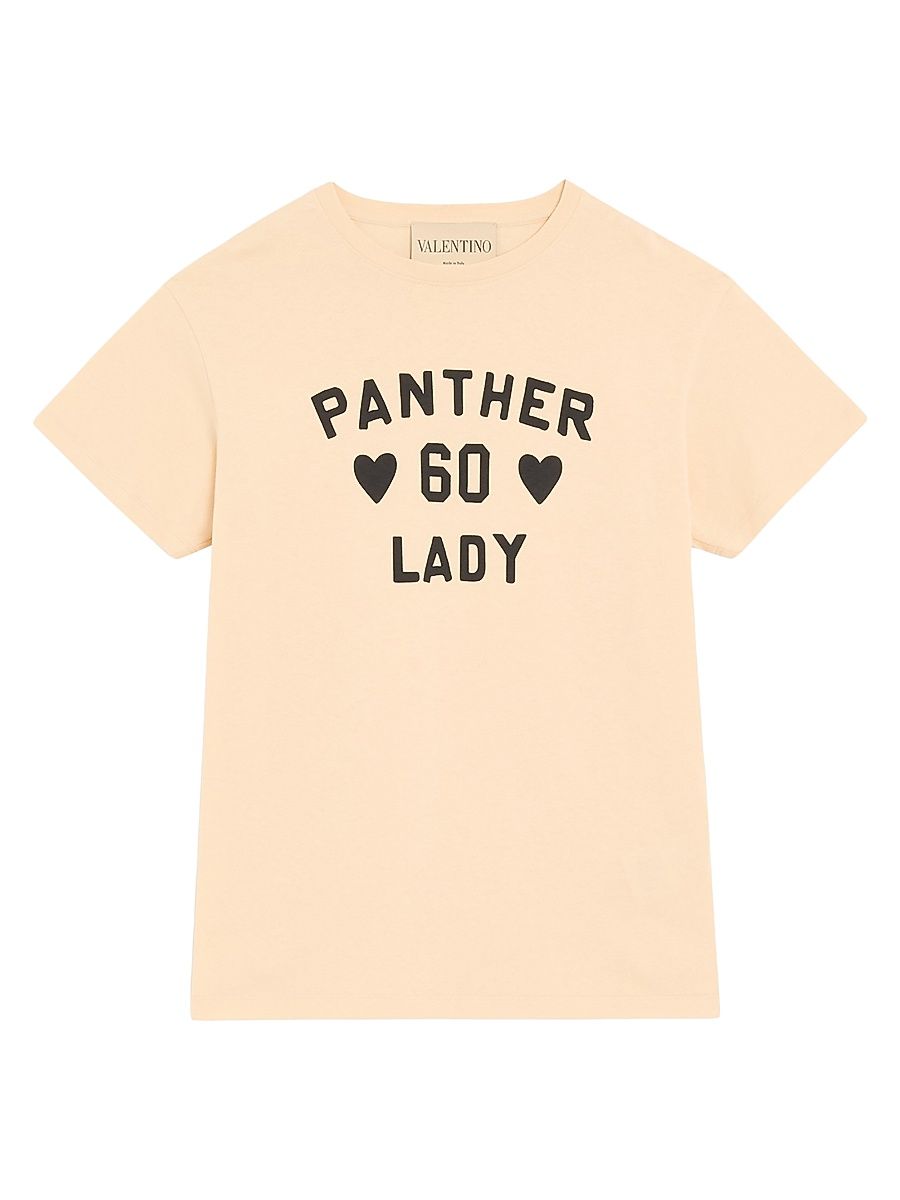 Women's Cotton Jersey T-Shirt with Panther Lady Print - Birch Black - Size XL