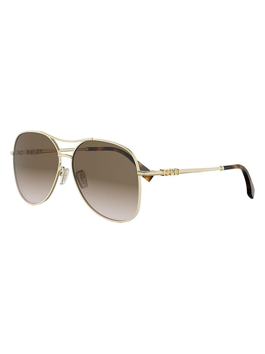 Women's Fendigraphy 61MM Pilot Sunglasses - Gold