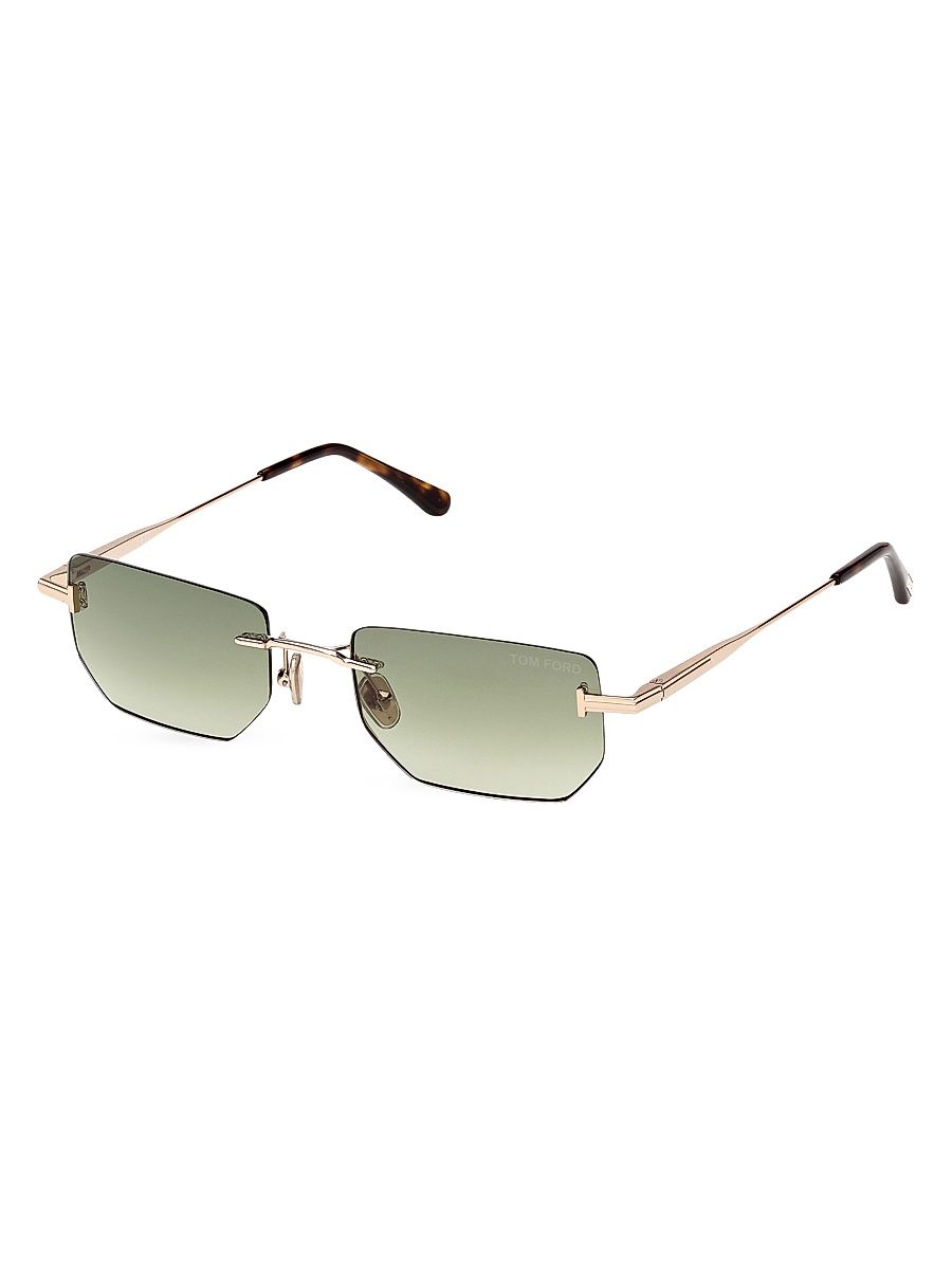 Men's Ethan 53MM Rimless Sunglasses - Rose Gold Green