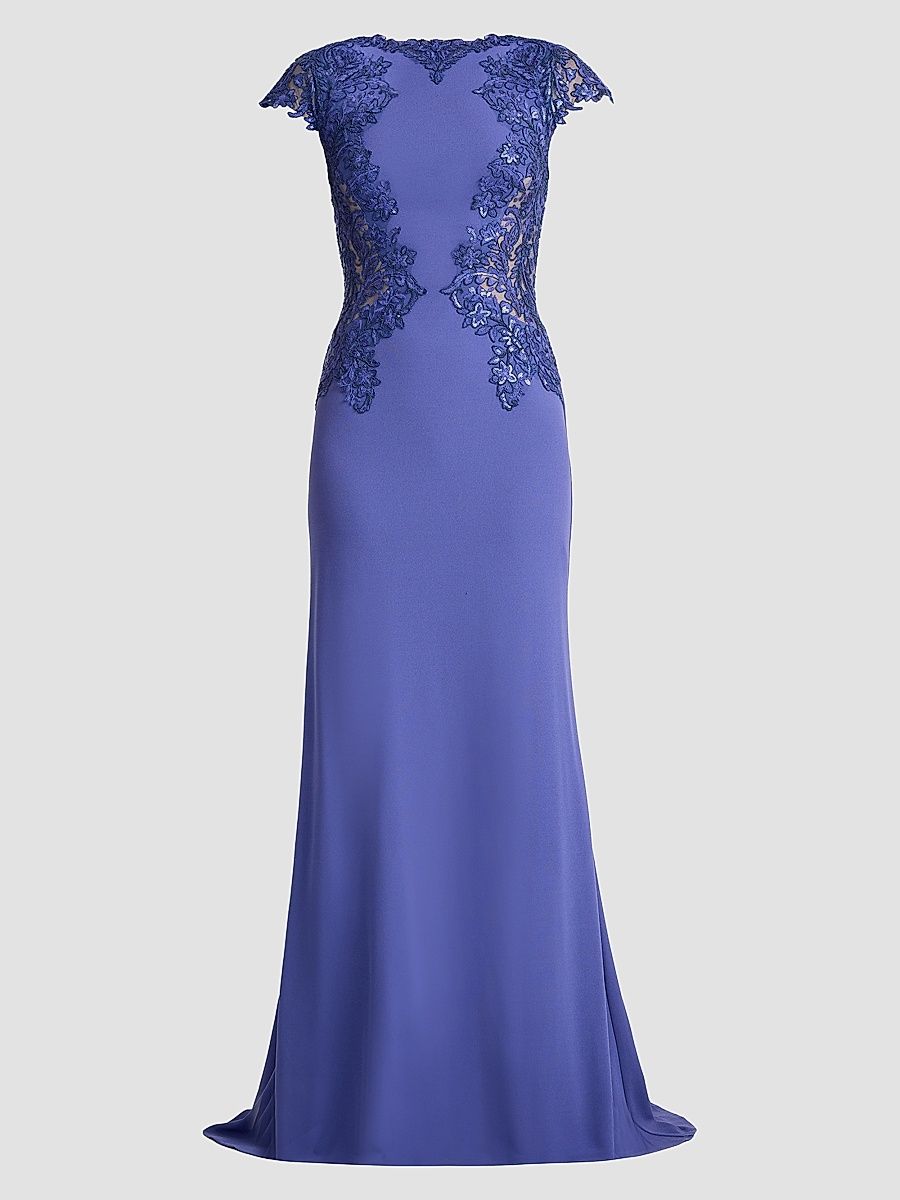 Women's Lace-Trim Mermaid Gown - Violet Beige - Size 18