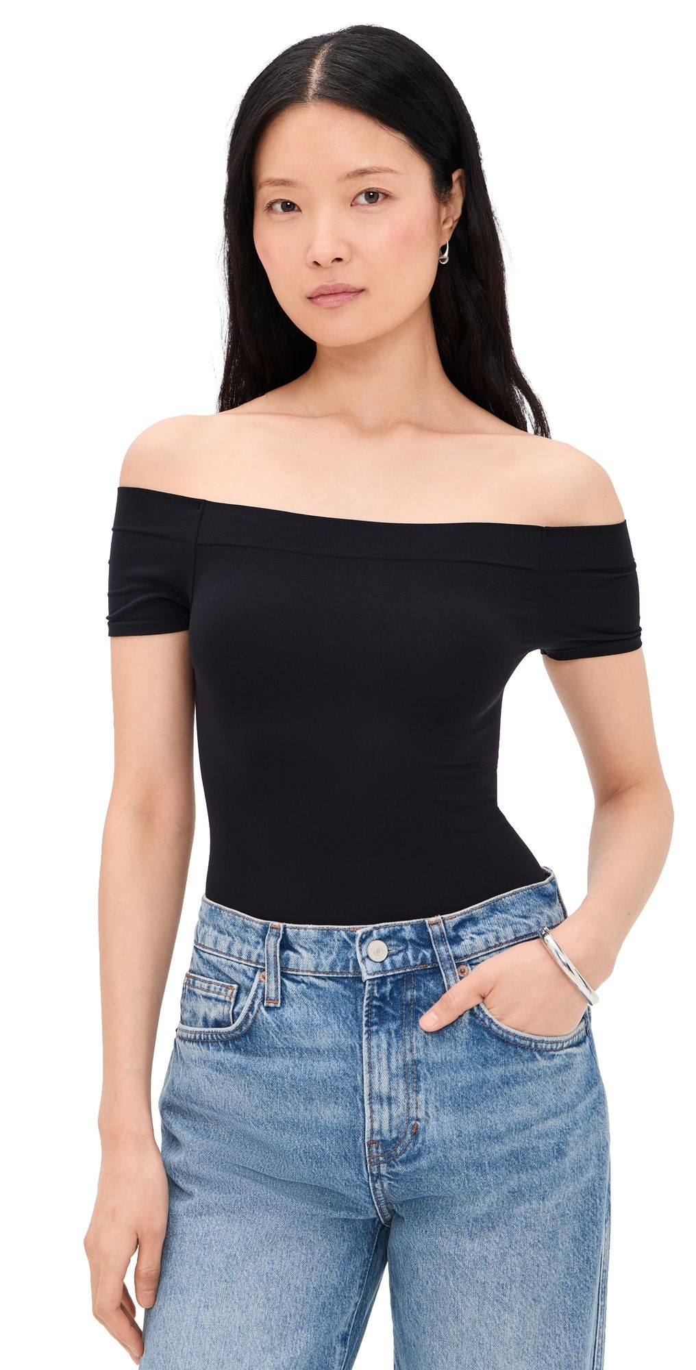 Commando Ballet Cap Sleeve Bodysuit Black One Size