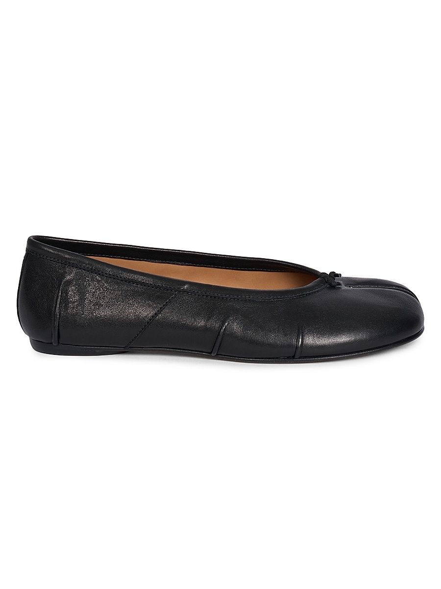 Women's Tabi Leather Ballerina Flats - Black - Size 8