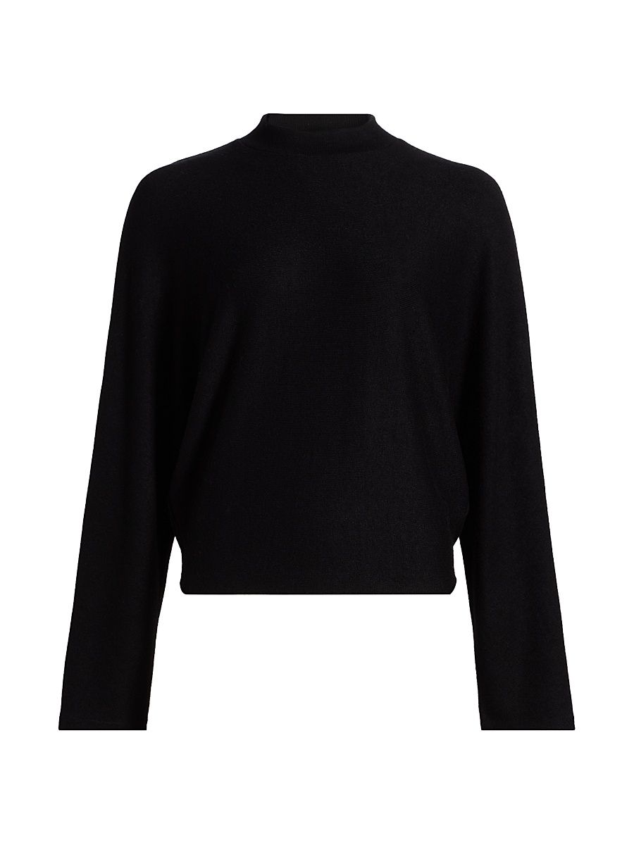 Women's Mock-Turtleneck Dolman-Sleeve Sweater - Black - Size XXS
