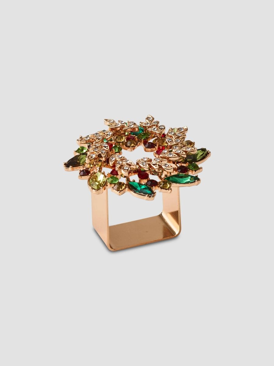 Kim Seybert 4-Piece Gem Wreath Napkin Ring Set