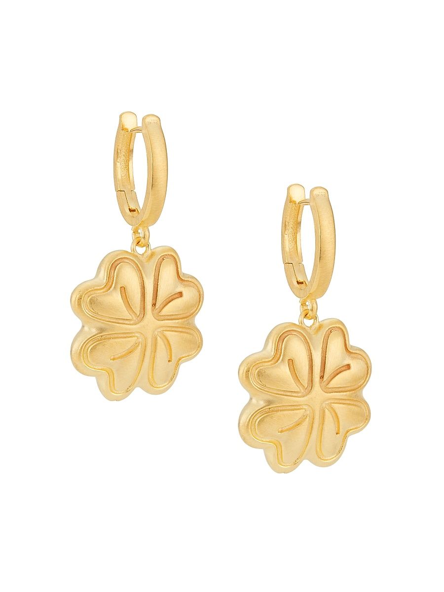 Women's 14K Yellow Gold Four-Leaf-Clover Drop Earrings - Yellow Gold