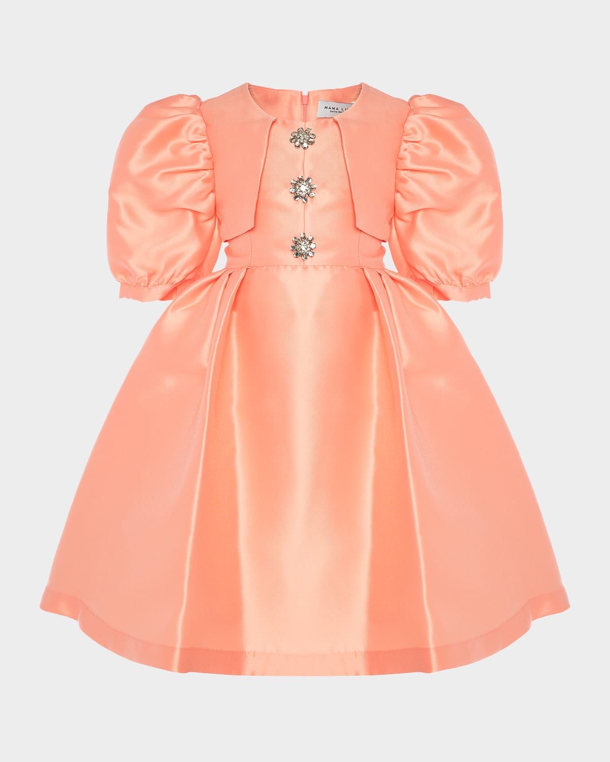 Girl & apos;s Brooch Balloon-Sleeve Dress, Size 3T-12