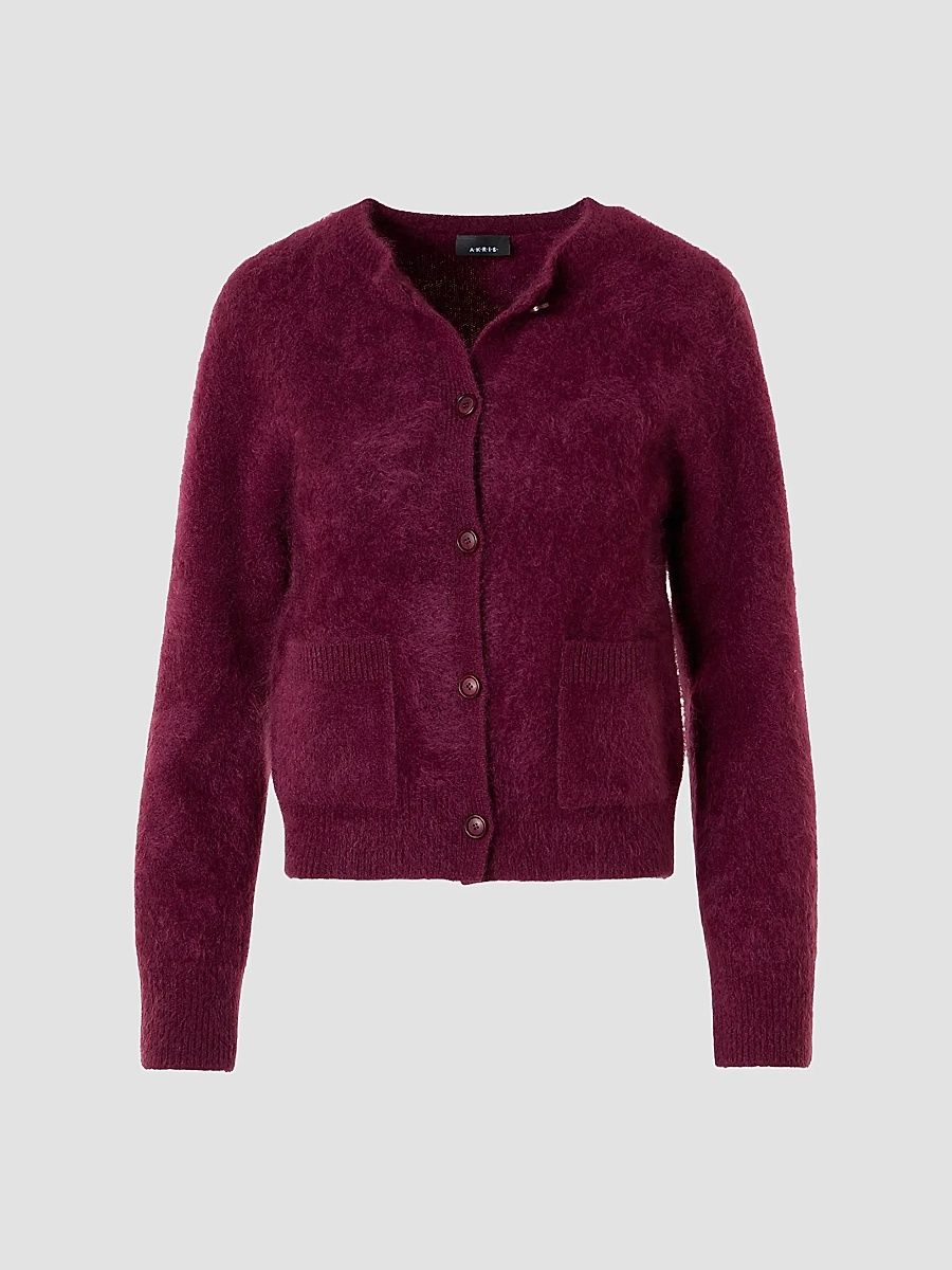 Women's Cloud Brushed Cashmere Cardigan - Merlot Red - Size 14