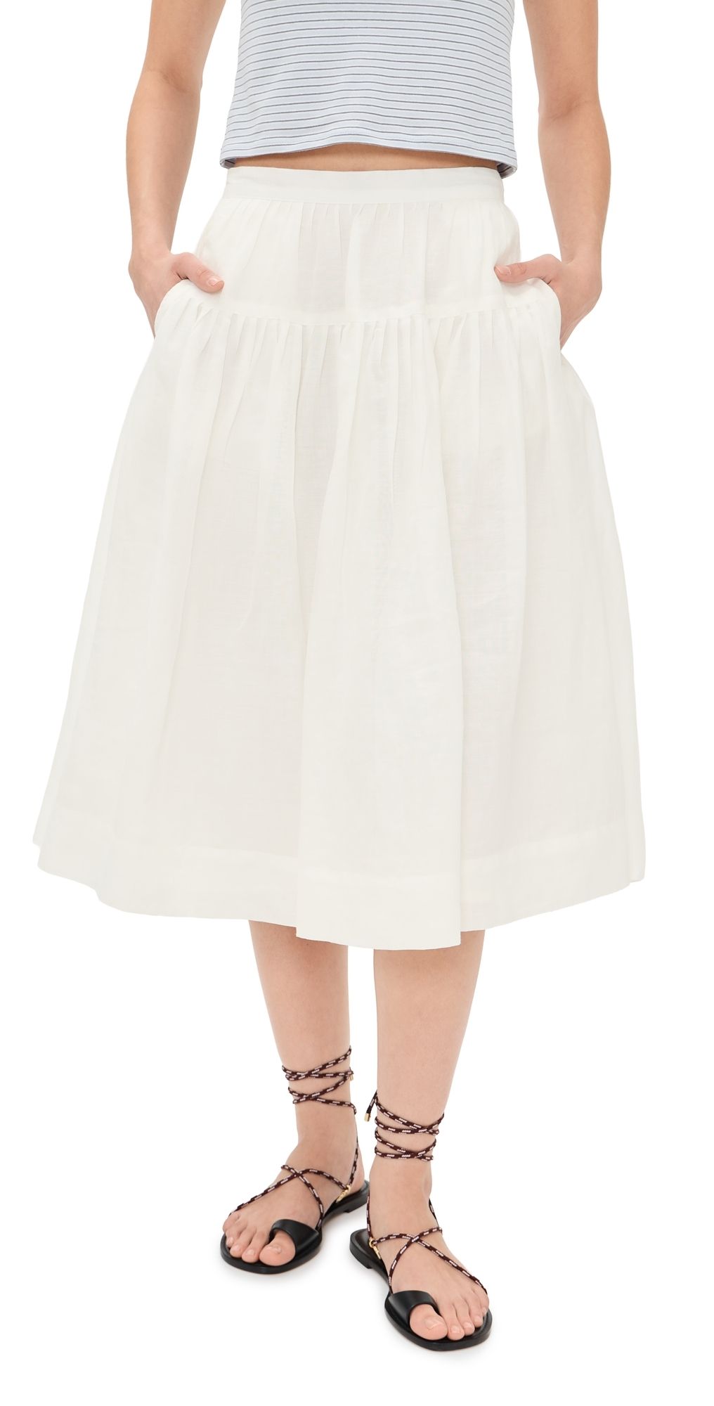 Alex Mill Josephine Skirt In Ramie Off White L