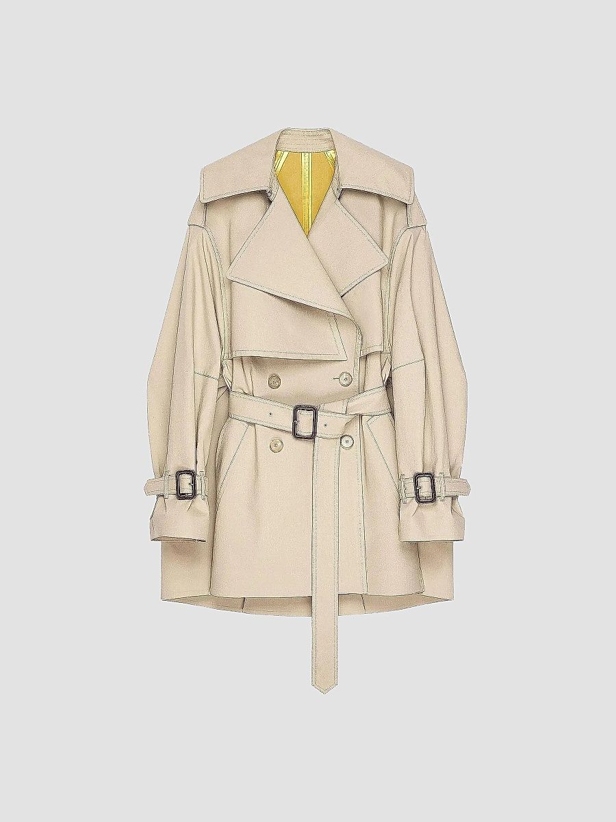 Givenchy Women's Short Trench Coat in Cotton - Beige Multi - Size 12