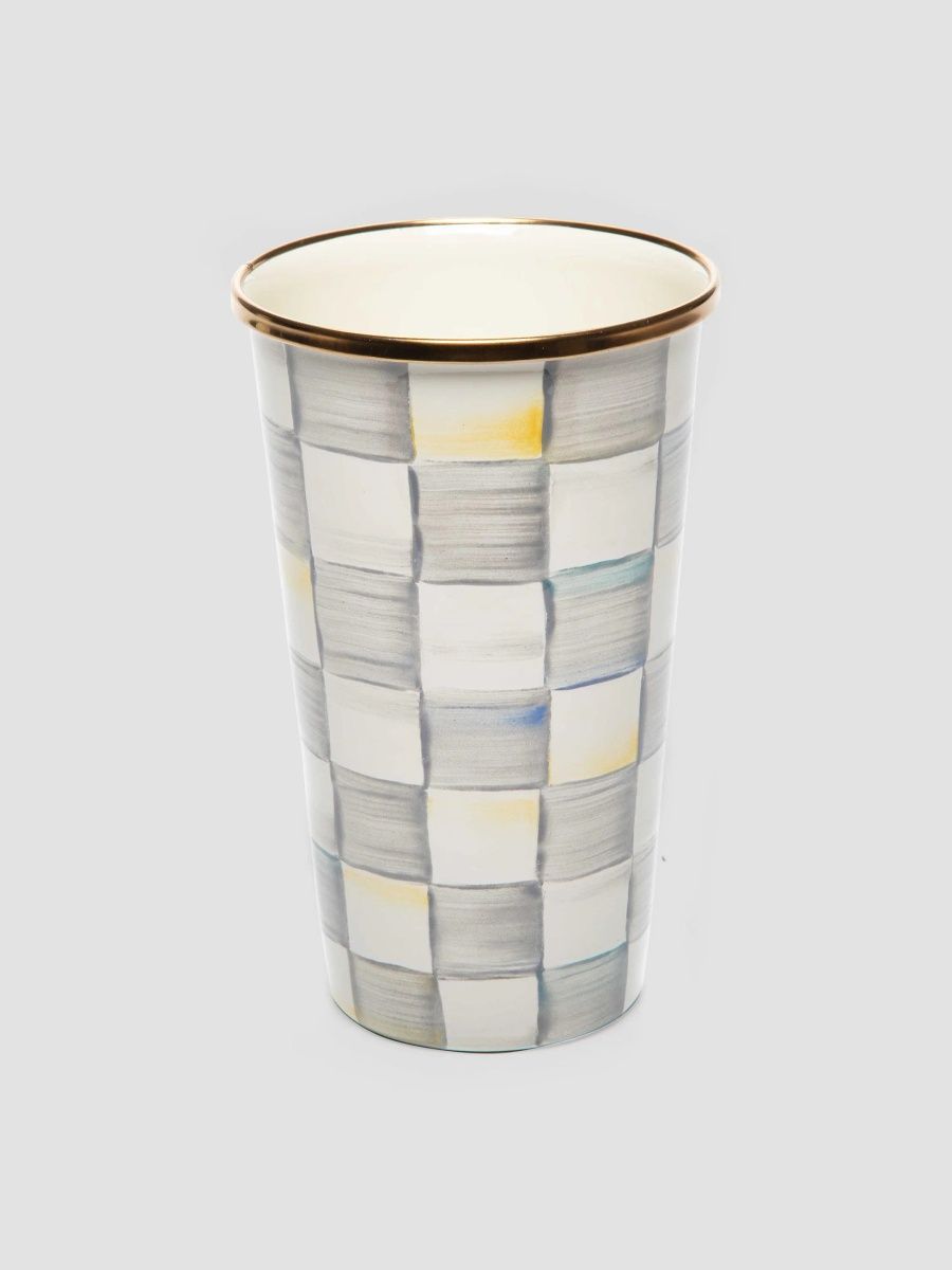 MacKenzie-Childs Sterling Check Enamel Tumbler - Size 6.25''