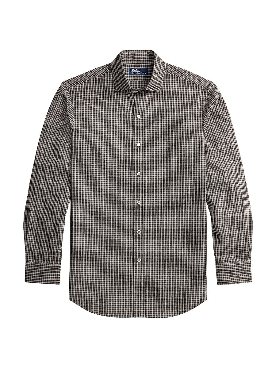 Men's Grid Cotton Poplin Shirt - Charcoal Multi - Size XXL