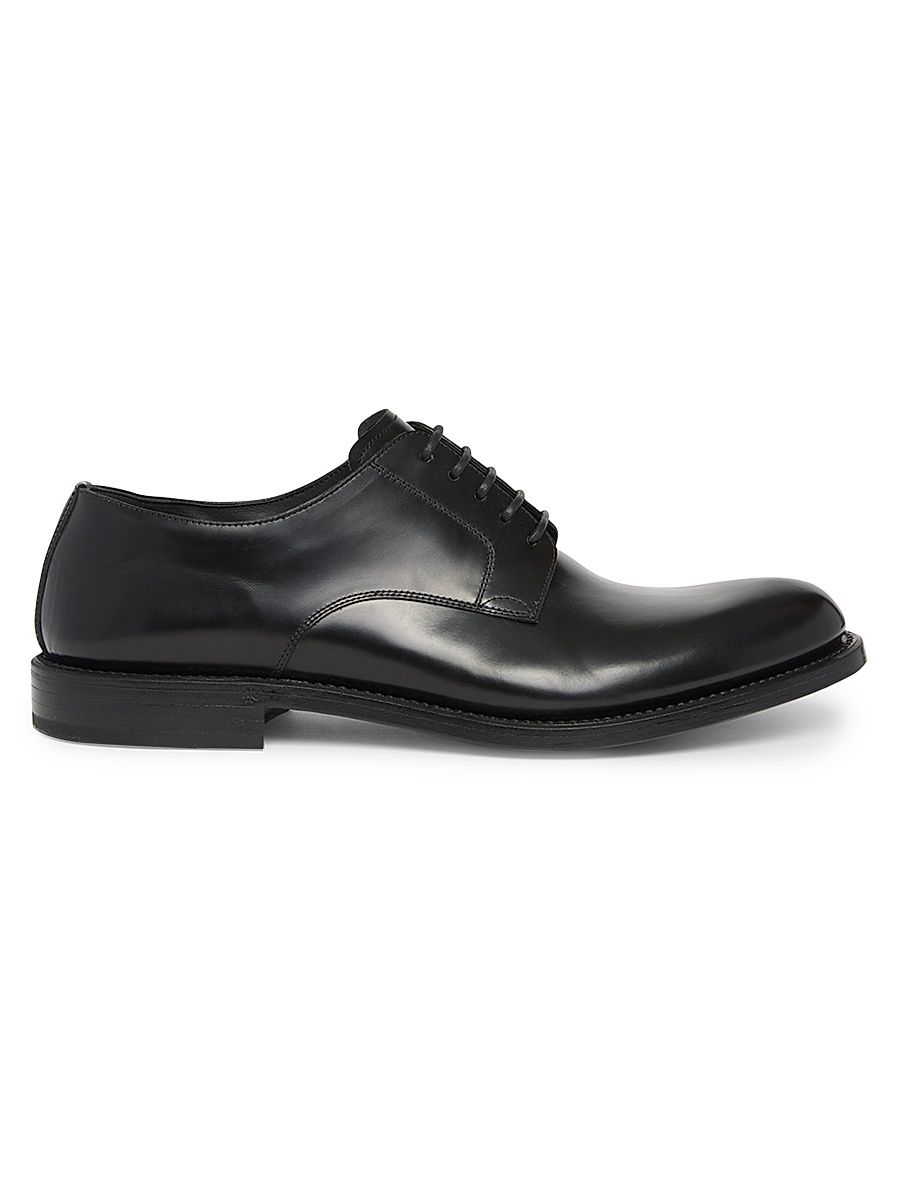 Men's Polished Leather Derbys - Black - Size 12