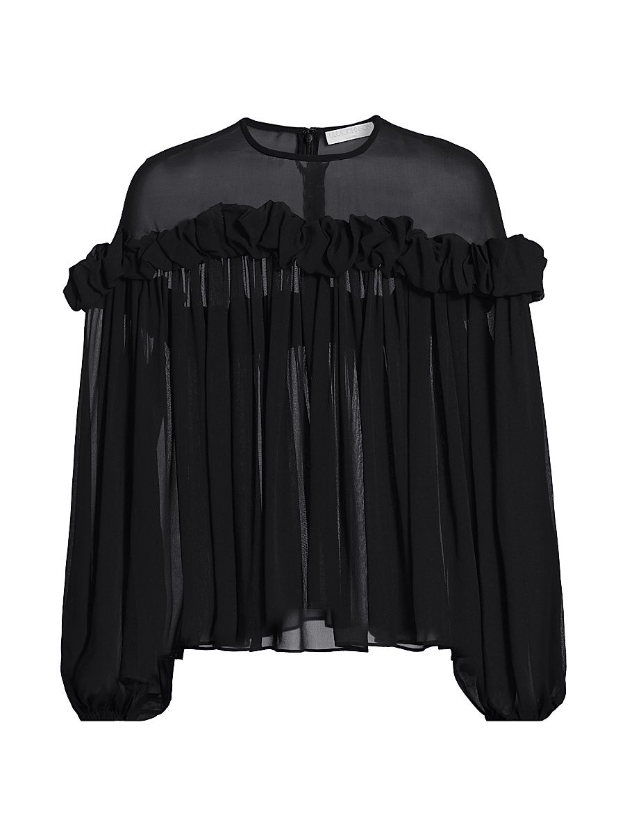 Women's Peggy Silk Georgette Blouse - Noir - Size 4