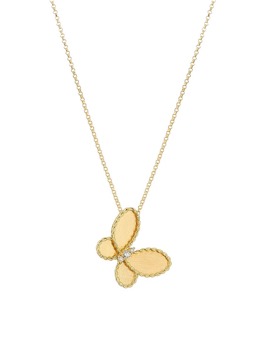 Women's Jasmine 18K Yellow Gold & 0.06 TCW Diamond Butterfly Necklace - Yellow Gold