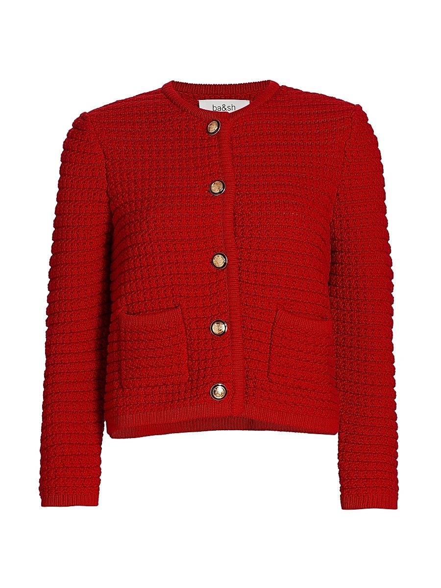 Women's Gaspard Knit Cotton-Blend Cardigan - Rouge - Size XS