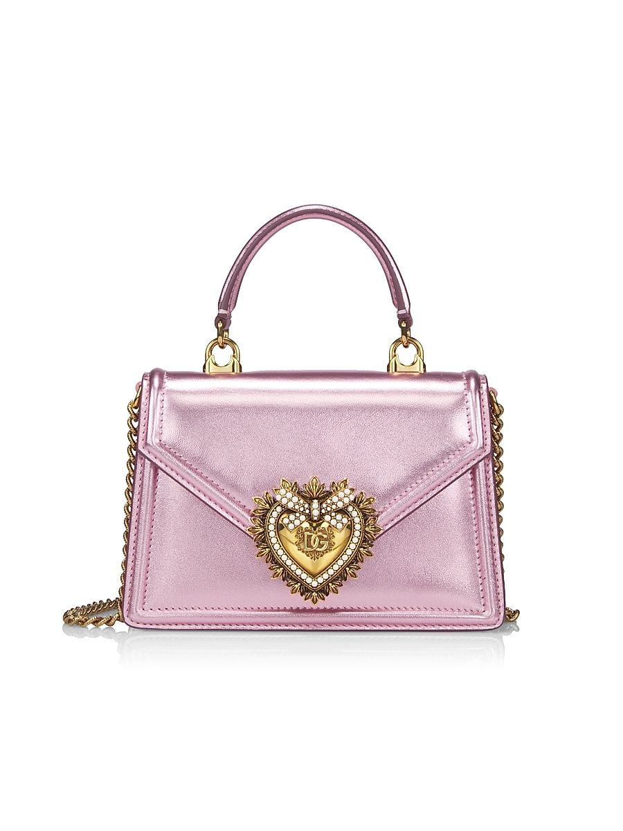 Women's Devotion Metallic Leather Top Handle Bag - Pink Laminato