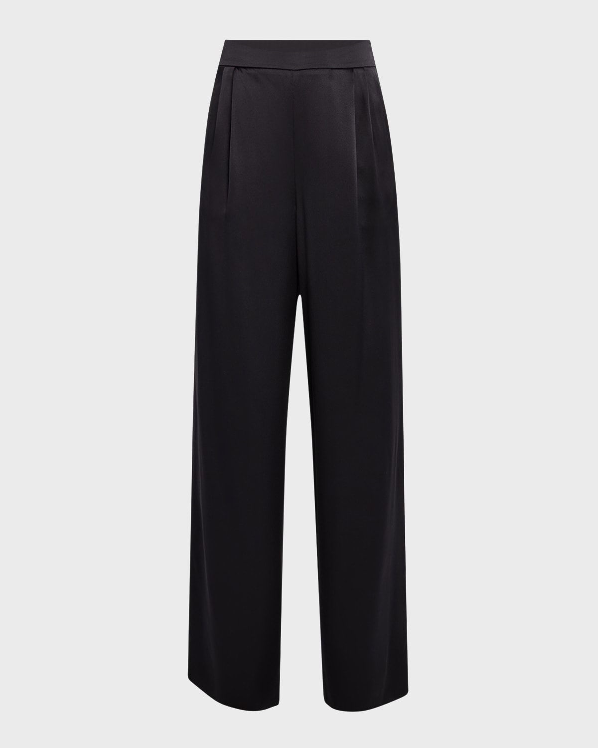 Double-Pleated Wide-Leg Silk Pants