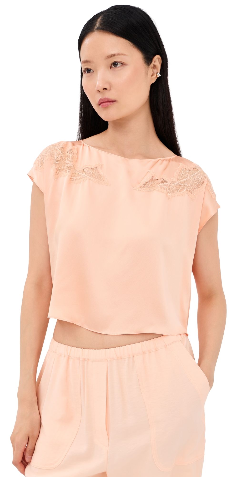 Sablyn Kerra Lace Cut Silk Tee Sherbet S