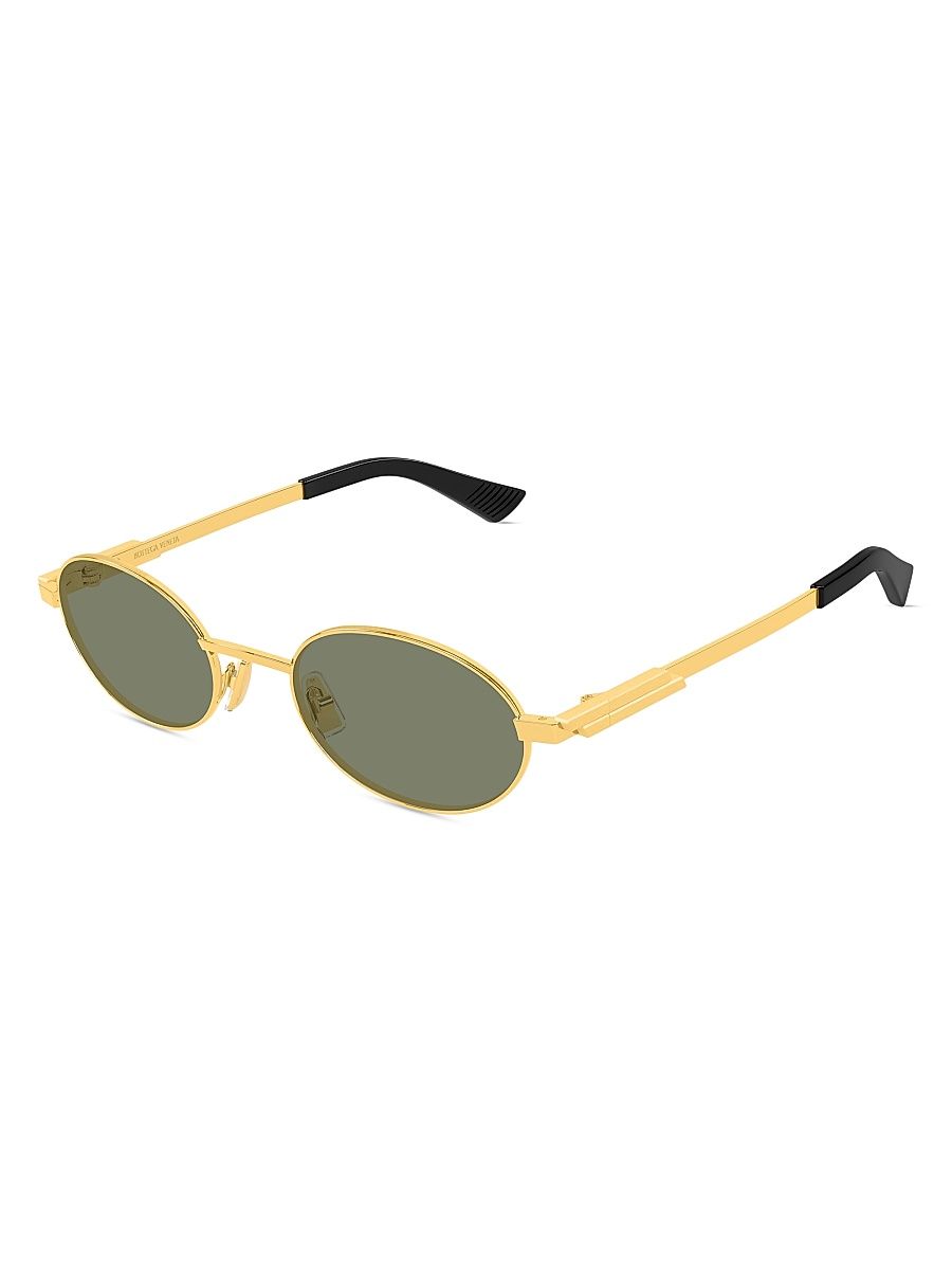 Women's Long Ribbon Metal 52MM Oval Sunglasses - Gold Green