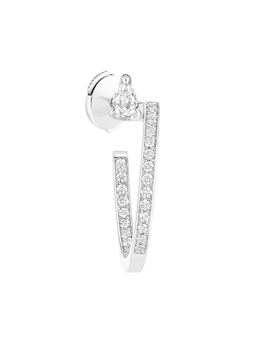 Women's Serti Sur Vide 18K White Gold & 0.55 TCW Diamond Single Hoop Earring - White Gold