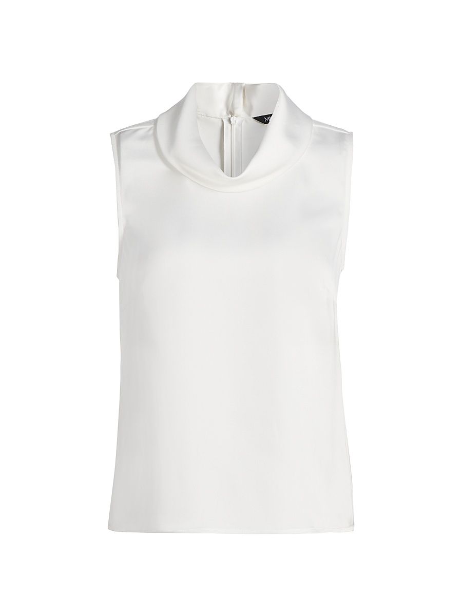 Women's Pearlescence Crepe Cowlneck Blouse - White - Size Small