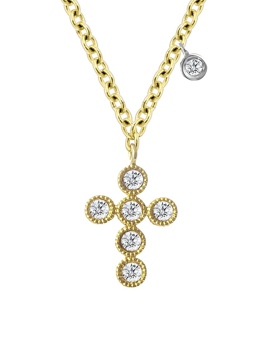 Women's 14K Yellow Gold & Diamond Cross Pendant Necklace