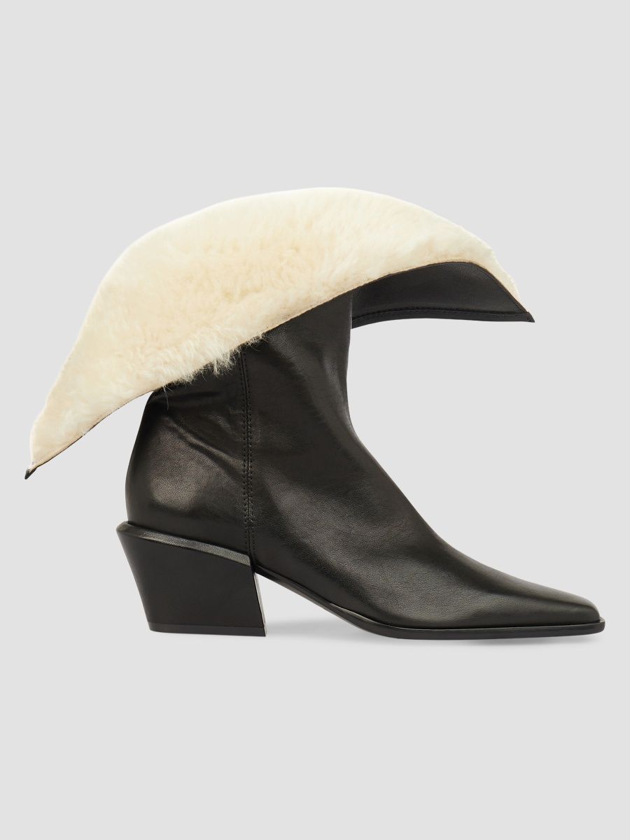 Paris Texas Women's Bettina 50MM Shearling-Lined Leather Boots - Black Natural - Size 9