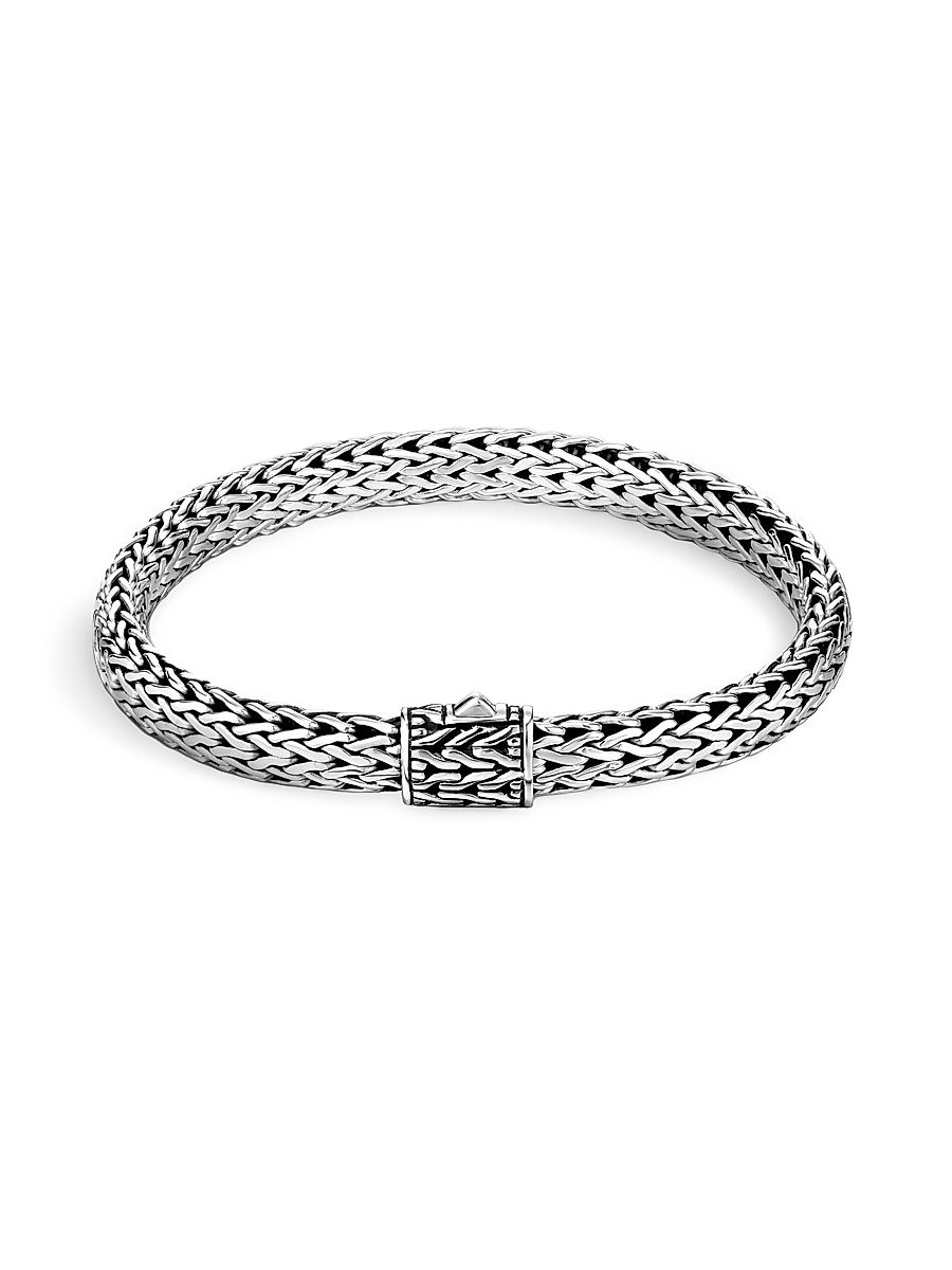 Women's Classic Chain Sterling Silver Bracelet - Silver - Size Medium