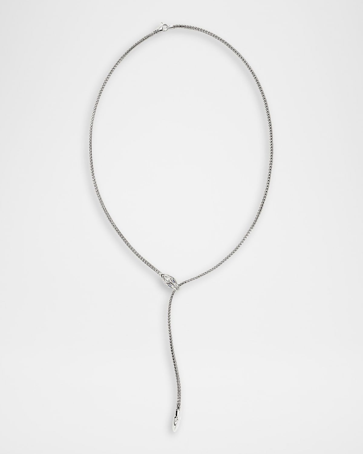 Naga Sterling Silver Lariat Necklace with Blue Sapphires, 2.5mm