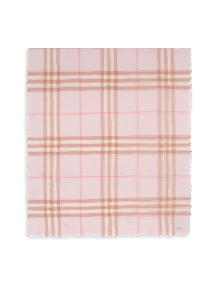 Women's Giant Checked Wool Scarf - Quartz Pink