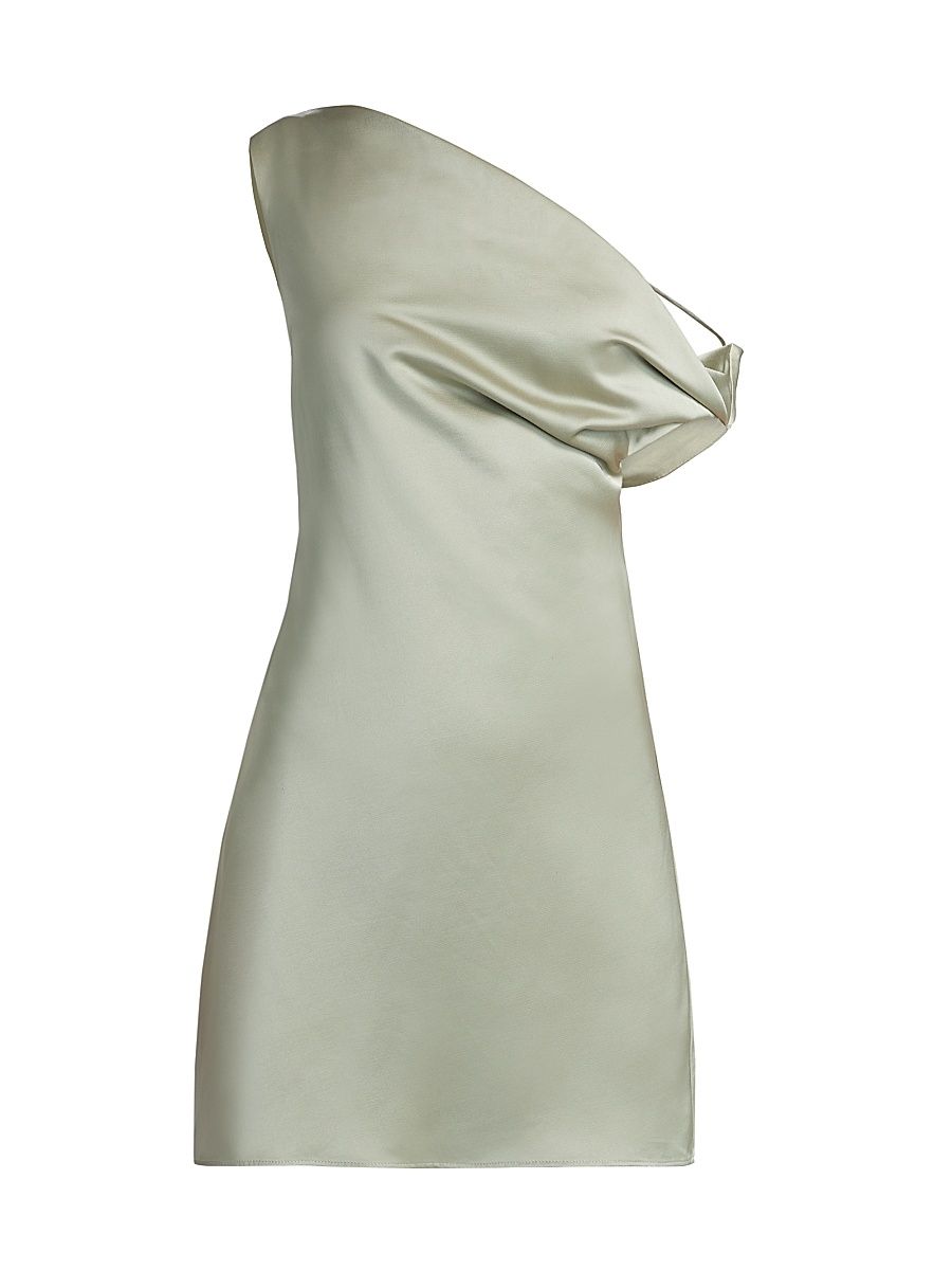 Women's Becca Satin One-Shoulder Minidress - Moss - Size 8