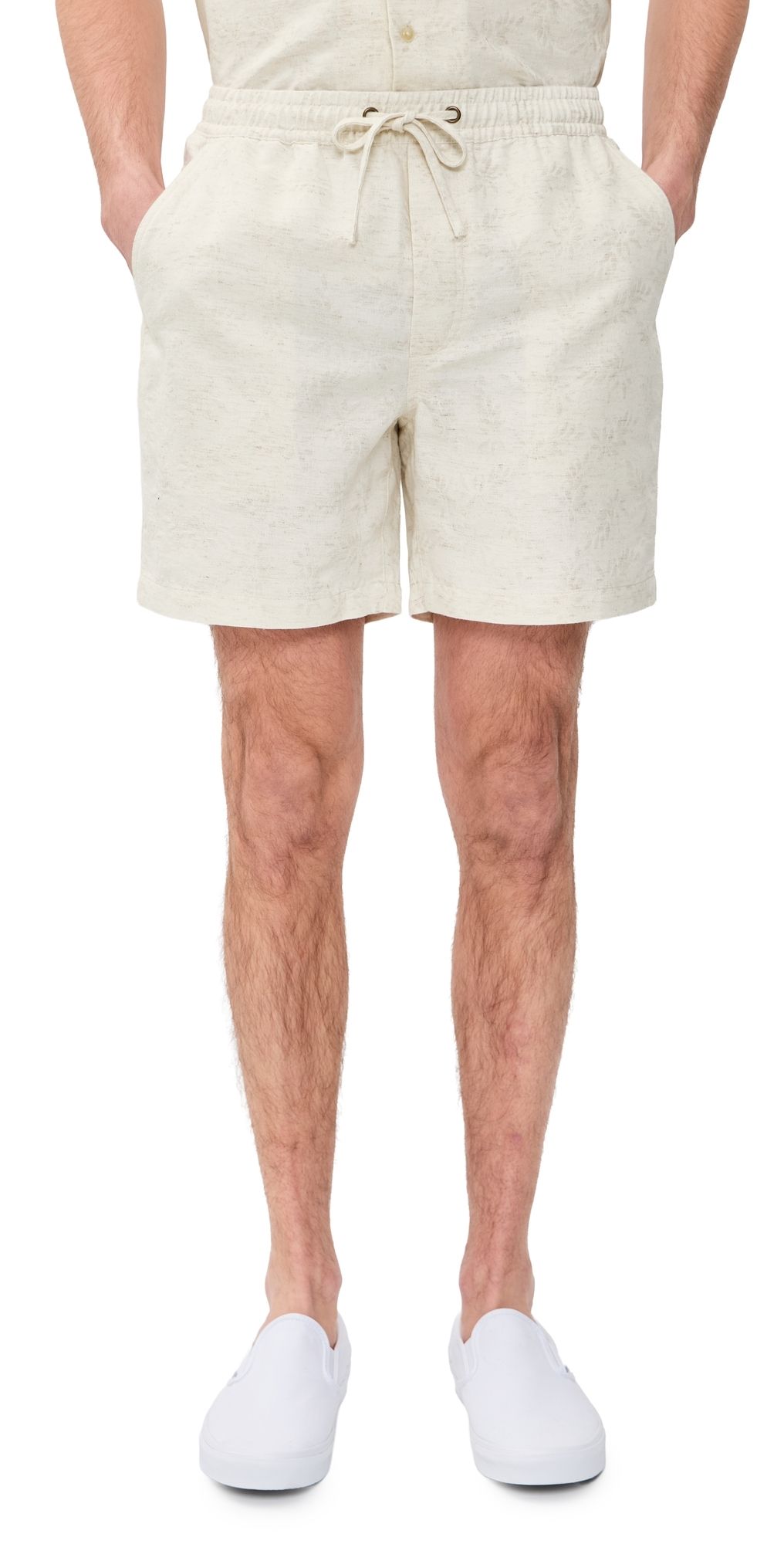 Marine Layer Saturday Jacquard Linen Shorts 6 Natural/Tan S