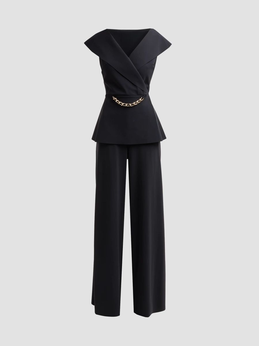 Chiara Boni La Petite Robe Women's Moxel Chain-Detail Sleeveless Jumpsuit - Black - Size 16