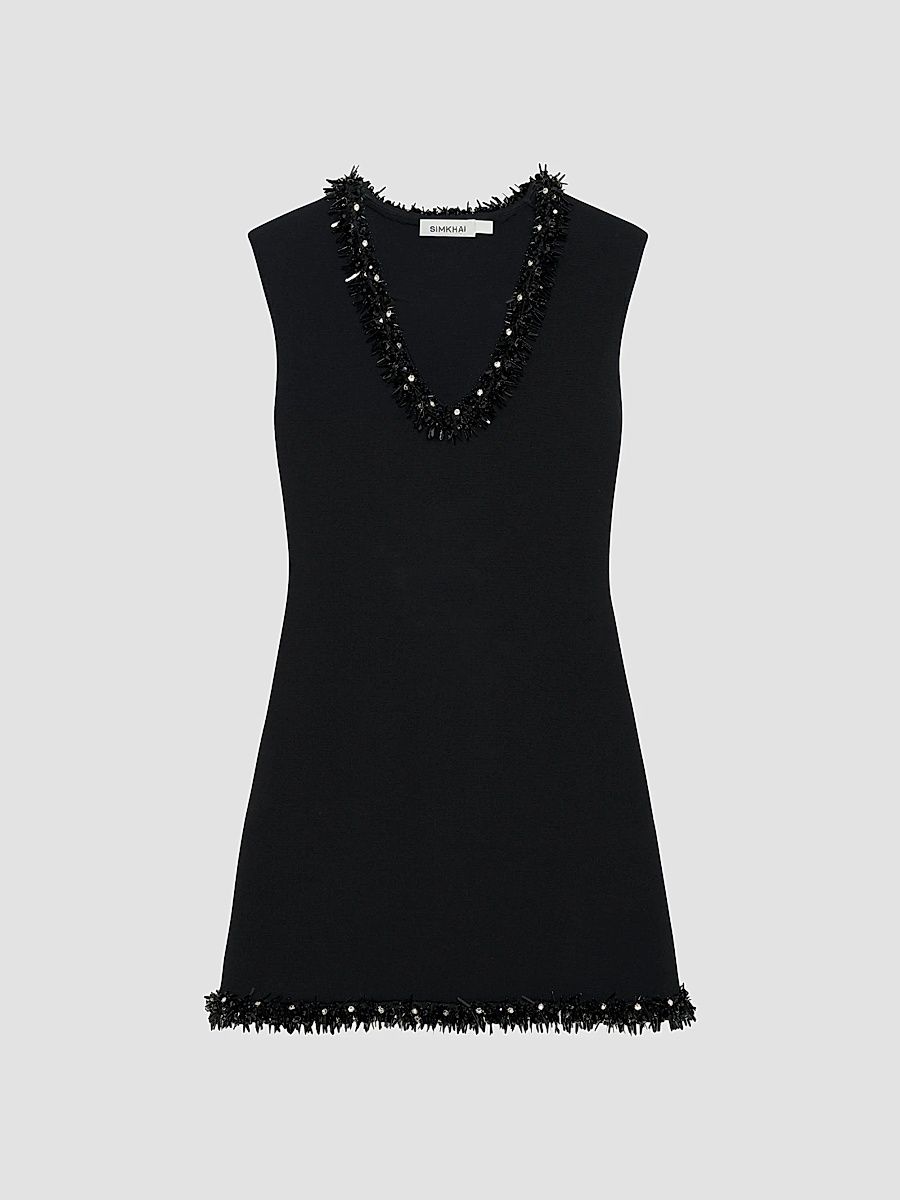 Women's Suki Embellished Sequin V-Neck Mini Dress - Black - Size XL