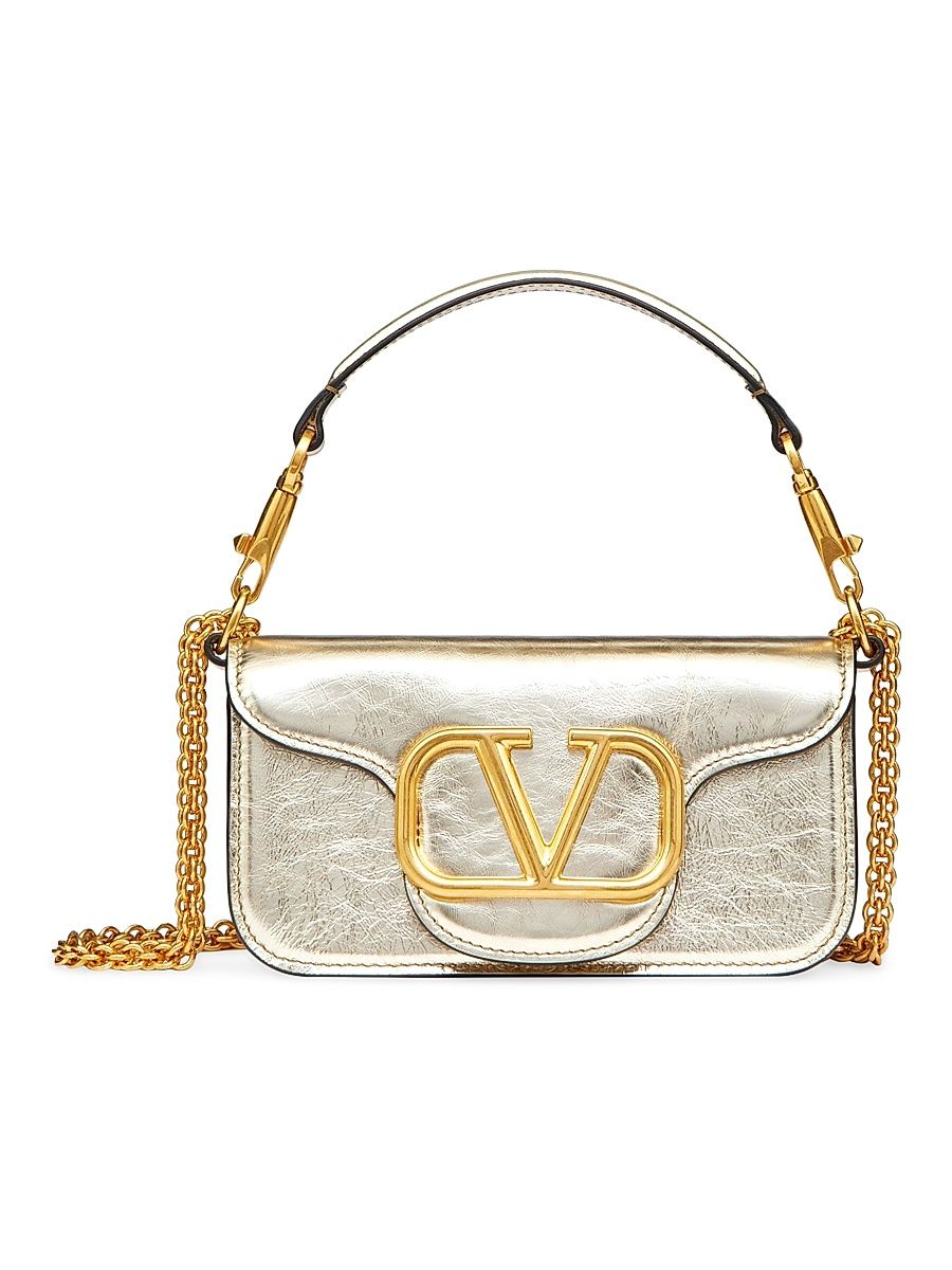 Women's Small Locò Metallic Calfskin Bag - Platinum