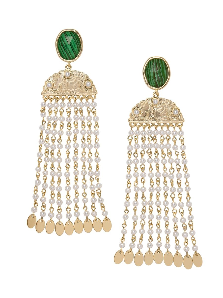 Women's Stone Charm Marcia Goldtone, Glass Stone & Imitation Pearl Drop Earrings - Gold
