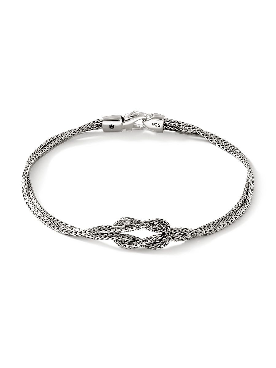 Love Knot Sterling Silver Double-Chain Bracelet - Silver - Size Small