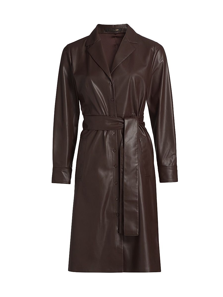 Women's Dixie Faux Leather Shirtdress - Antique - Size XXL