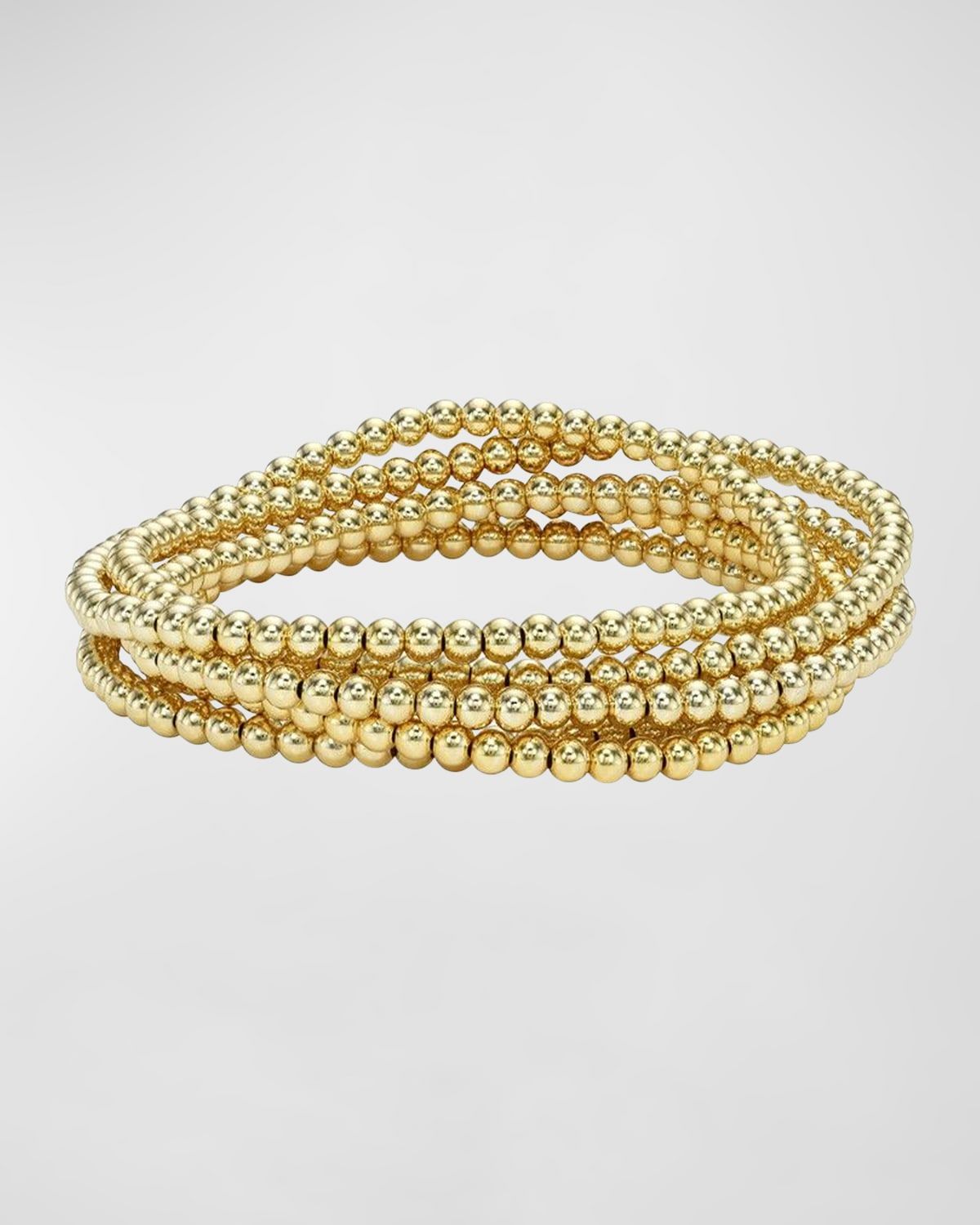 14K Yellow Gold 3mm Bead Bracelet Stack, Set of 5