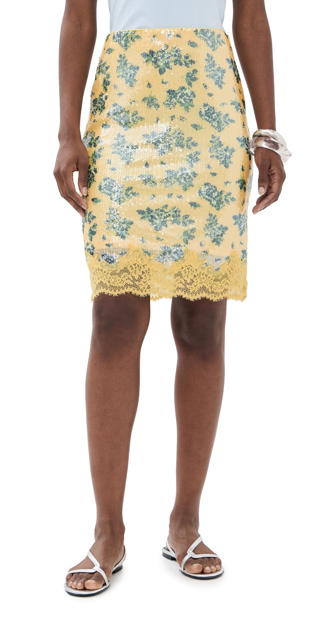 endless rose Sequin Printed Skirt Lemon Multi XL