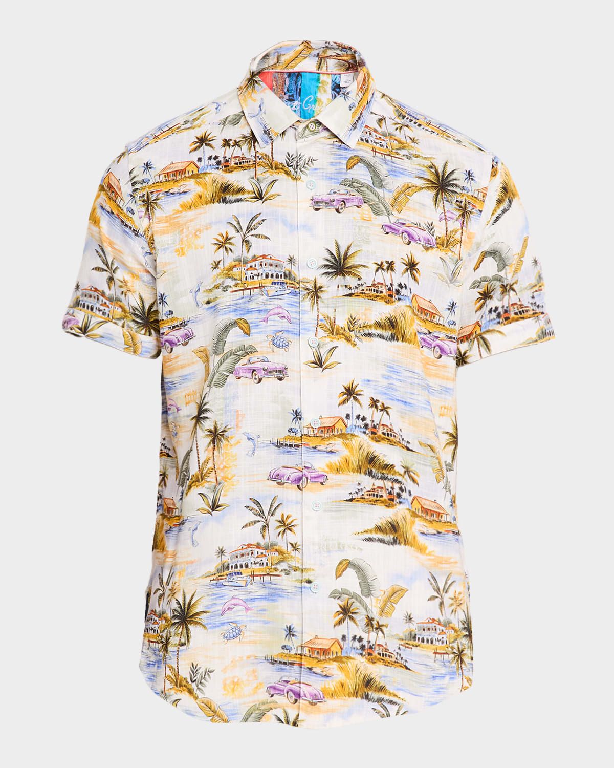 Men & apos;s Curtis Viscose and Linen Short-Sleeve Shirt