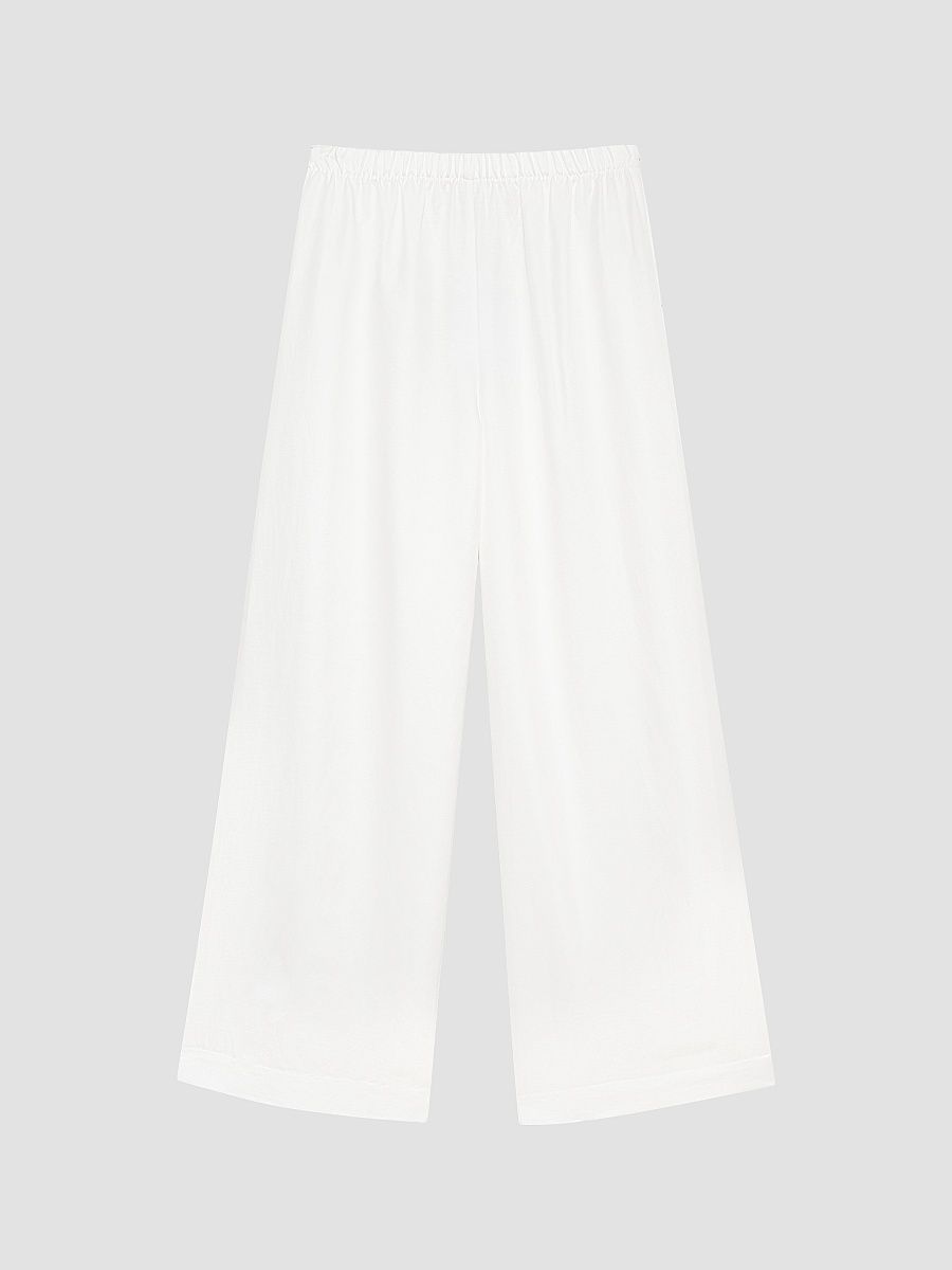 Women's Roslyn Linen-Blend Wide-Leg Pants - Ivory - Size Large