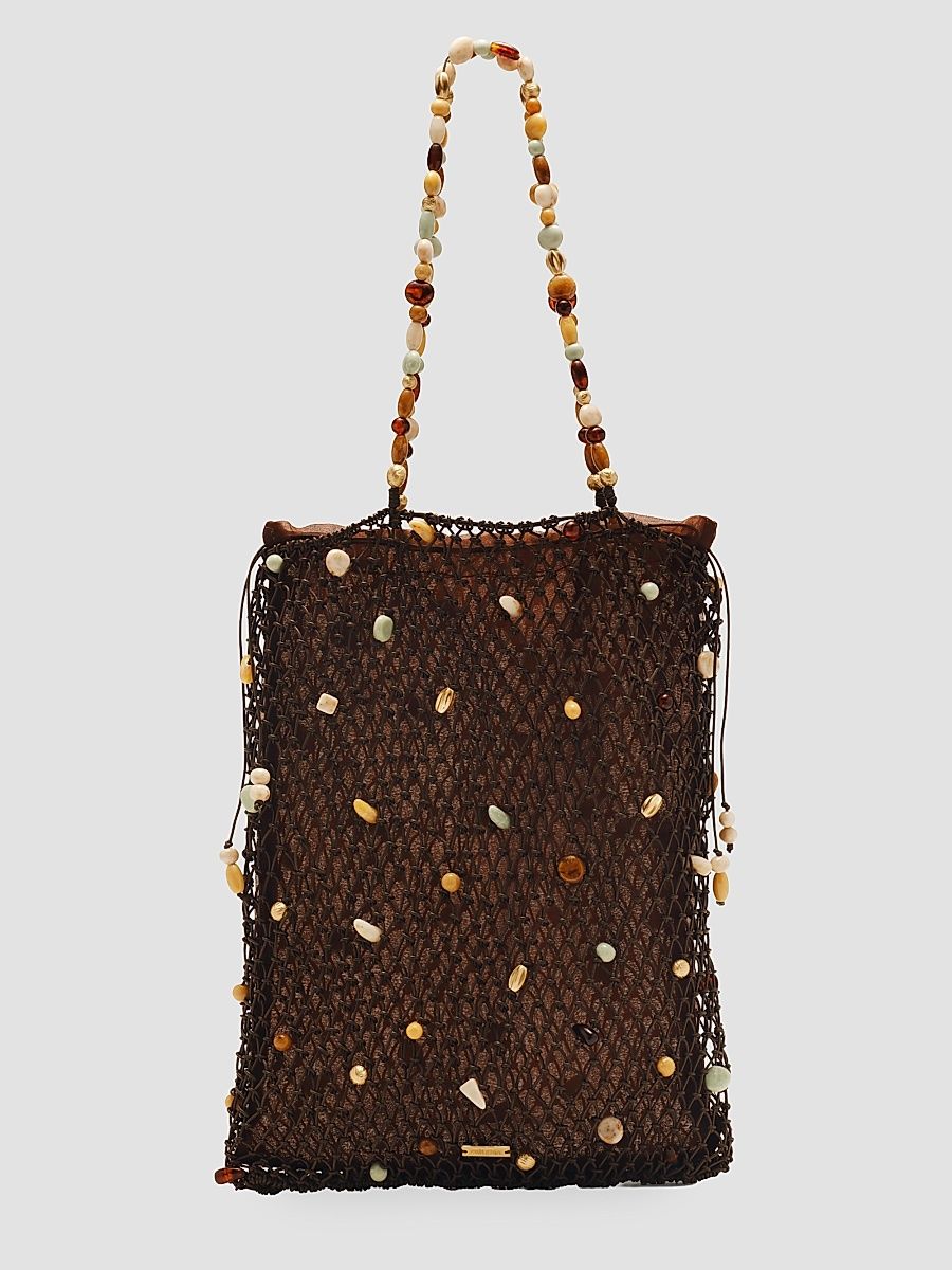 Women's Mercier Beaded Leather Tote Bag - Luwak Bauble